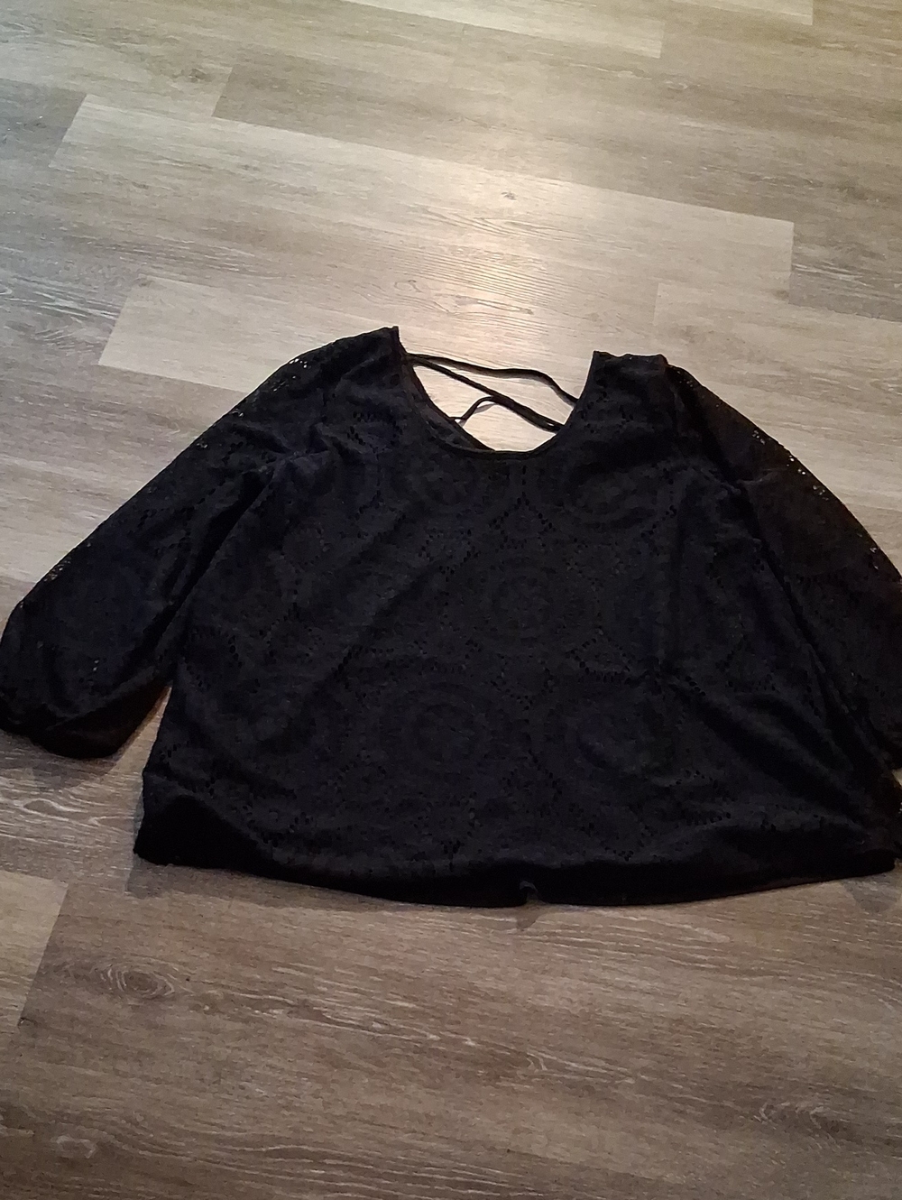 Black Lace Cutout Back Women's Top